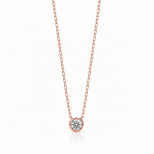 Rose Gold Diamond Solitaire Necklace