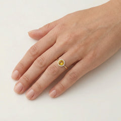 Bague royale ronde en or avec citrine