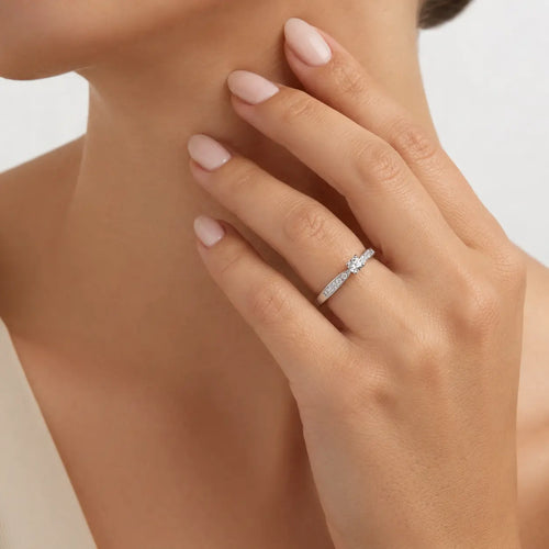 Sterling Silver Solitaire Luster Ring