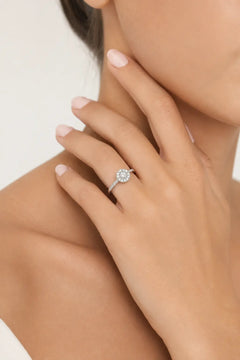Sterling Silver Pavé Halo Ring