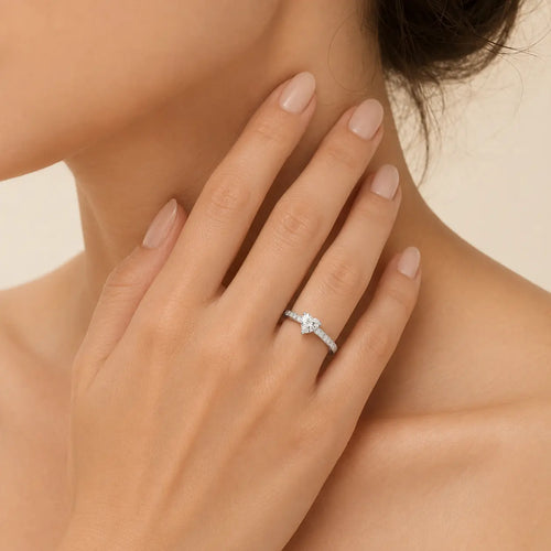 Sterling Silver Heart Cubic Zirconia Ring