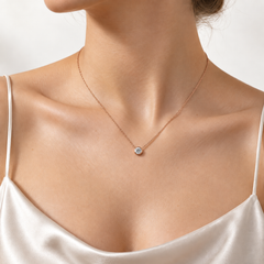 Rose Gold Bezel Diamond Necklace