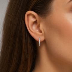 Sterling Silver Pavé Hoop Earrings