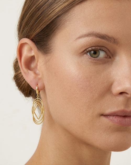 Gold dangle earrings ovals