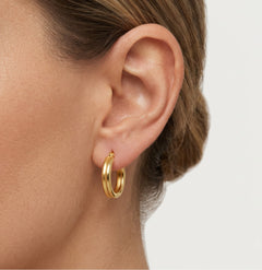 Thick yellow gold high polished hoop earrings