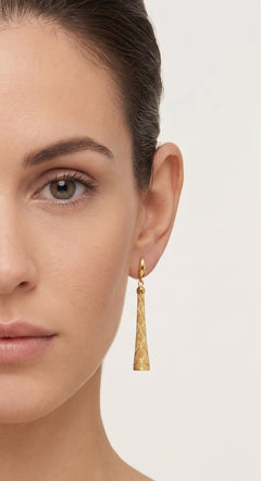 Lever back dangle earrings in two tone gold