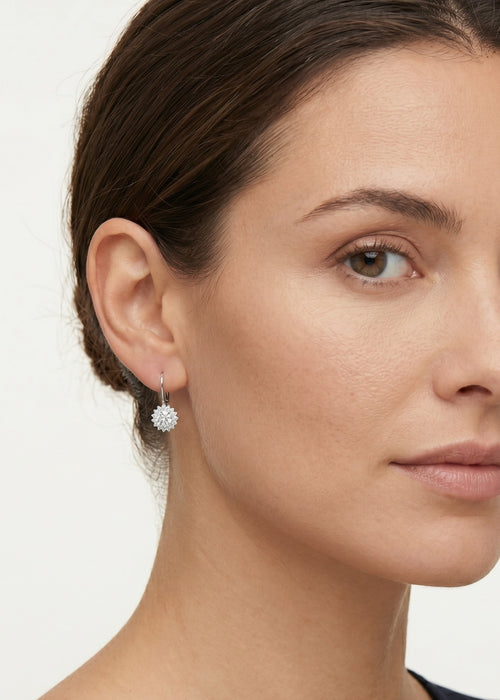 Halo sterling silver drop earrings with cubic zirconia