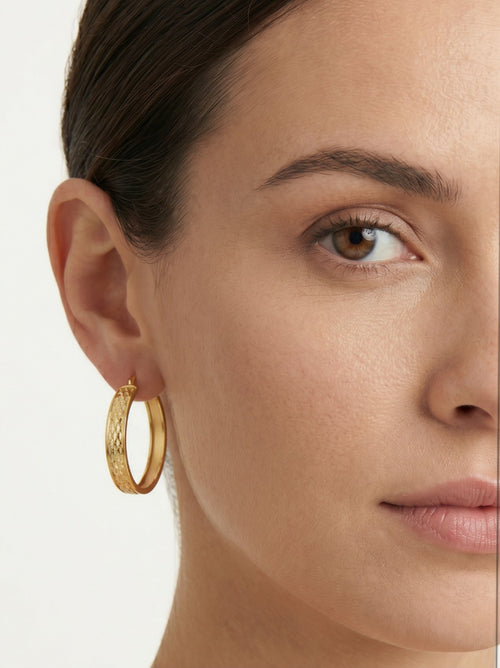 Dual radiance mesh lock hoops in yellow and white gold