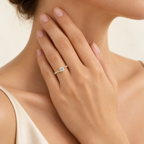 Wave Lab-Grown Diamond Engagement Ring in Yellow Gold