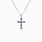 Golden Tanzanit-Kreuz mit Diamanten