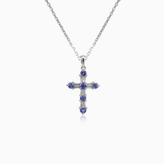 Golden Tanzanit-Kreuz mit Diamanten