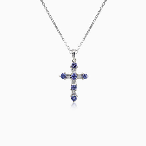 Golden Tanzanit-Kreuz mit Diamanten