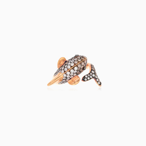Dreifarbiger Diamant-Delfinring