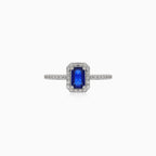 Royal Weißgold-Diamantring mit Saphir