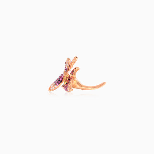 Diamant- und rosa Saphir-Schmetterlingsring