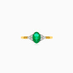Eleganter 18kt Goldring mit Diamant und ovalem Smaragd