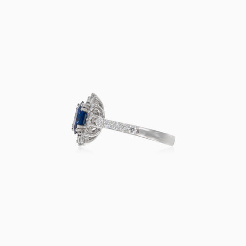 Eleganter 18kt Goldring mit Saphir und Diamant
