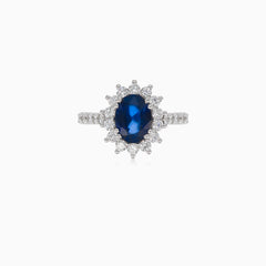 Eleganter 18kt Goldring mit Saphir und Diamant