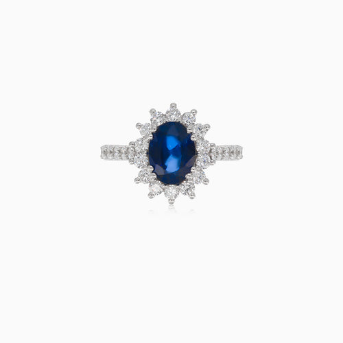 Eleganter 18kt Goldring mit Saphir und Diamant