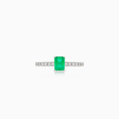 Weißgold Diamantring mit Smaragd