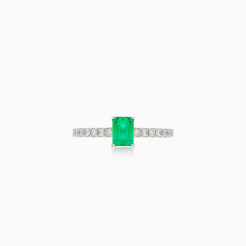 Weißgold Diamantring mit Smaragd