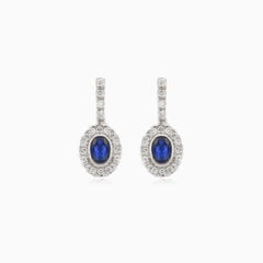 Ovale Saphir- und Diamant-Ohrringe