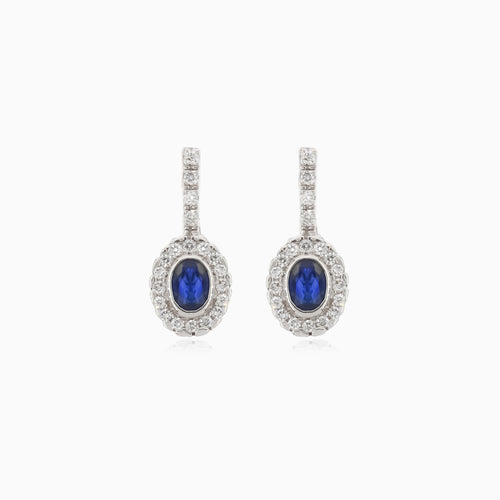 Ovale Saphir- und Diamant-Ohrringe