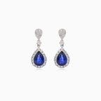 Elegant white gold diamond and sapphire drop earrings