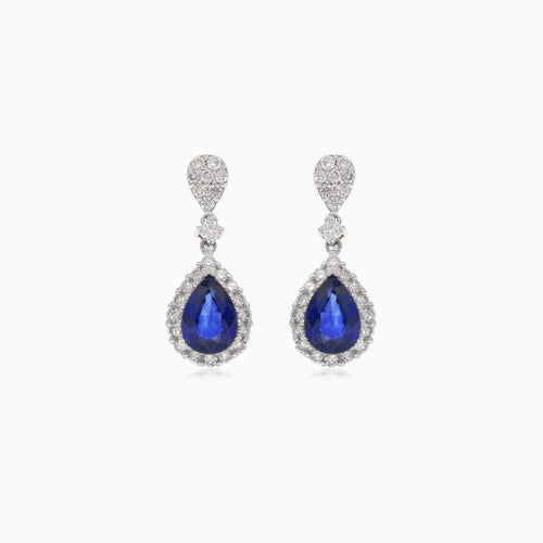 Elegante Weißgold-Diamant- und Saphir-Ohrringe