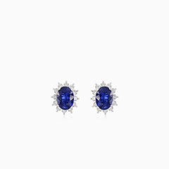 Saphir-Diamant-Weißgold-Ohrstecker