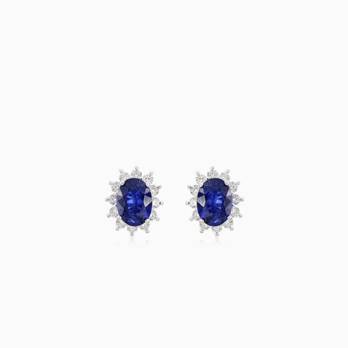 Saphir-Diamant-Weißgold-Ohrstecker