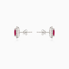 Rubin-Diamant-Weißgold-Ohrstecker