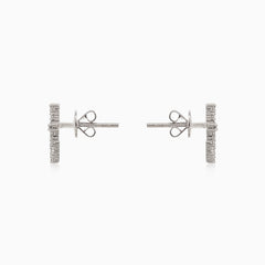 Kreuz-Ohrringe aus Weißgold mit Diamanten