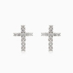 Kreuz-Ohrringe aus Weißgold mit Diamanten
