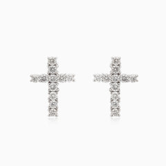 Kreuz-Ohrringe aus Weißgold mit Diamanten
