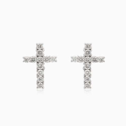 Kreuz-Ohrringe aus Weißgold mit Diamanten