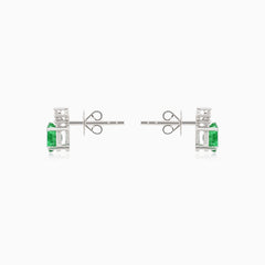 Smaragdové náušnice z bílého zlata s diamanty