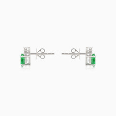 Pendientes de oro blanco con diamantes corte esmeralda