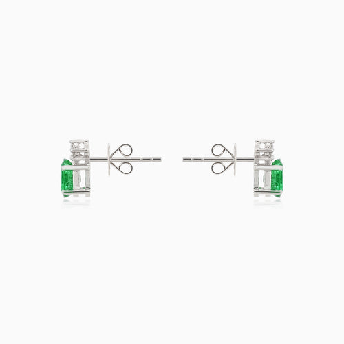 Pendientes de oro blanco con diamantes corte esmeralda