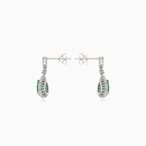 Weißgold Diamant und Smaragd Tropfenohrringe