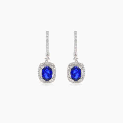 Weißgold Diamant und Saphir Hängeohrringe