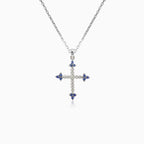 Goldenes Saphirkreuz mit Diamanten