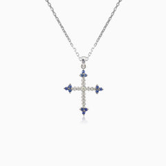 Goldenes Saphirkreuz mit Diamanten