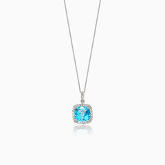Luxury necklace with blue Topaz and diamonds