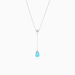 Collar de diamantes con gota de topacio