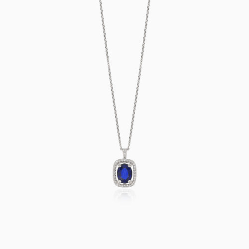 Elegantes Weißgold-Halsband mit Diamant- und blauen Saphir-Akzenten