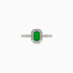 Gelbgoldener königlicher Ring mit Diamant und Smaragd