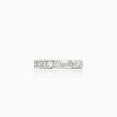 White gold ring with line of diamonds