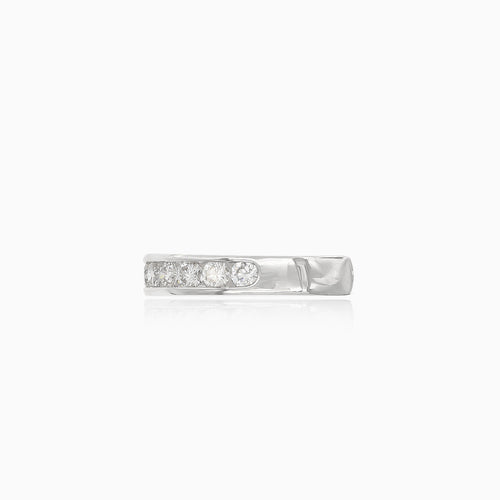 White gold ring with line of diamonds