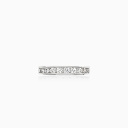 White gold ring with line of diamonds